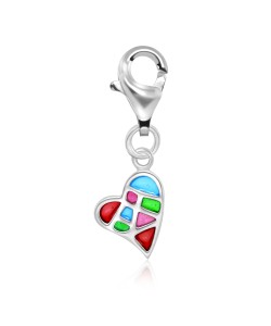 Colorful Heart Shaped Silver Charms CH-42